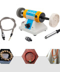 Pro Grade Bench Top Polisher And Grinder For Sanding Grinding And Polishing With 320W Motor And Variable Speed 800 To 10000 RPM 110V Yellow Industrial Tool Includes A Full Accessory Kit For Workshops Makers And DIYers