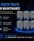 6 Pack 12V 35A 4 Pin Automotive Relay Replacement For Dodge Jeep Chrysler Ram Vehicles 68083380AA Ready To Drop In And Power Up Electrical Systems Today. 6-piece pack of gray 4-pin relays