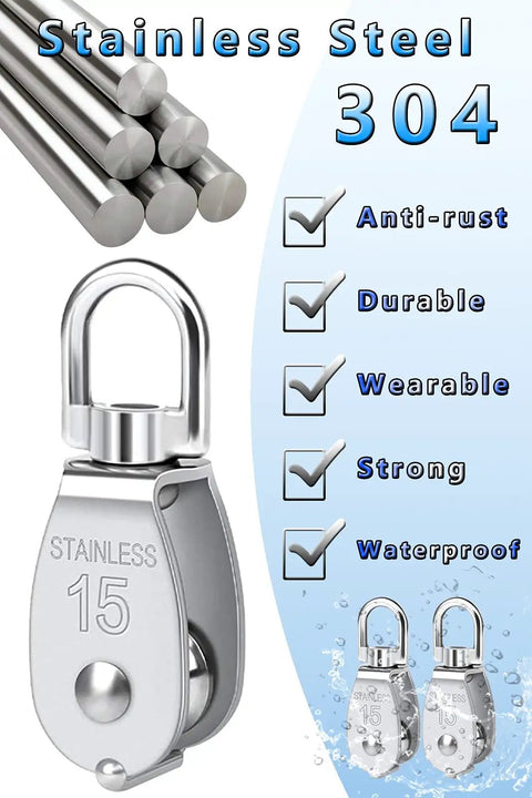 Cable Pulley Block Set 304 Stainless Steel 360 Degree Swivel Heavy Duty M25 Three Pack for gym equipment, stainless steel image