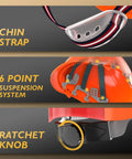 5 In 1 Chainsaw Helmet With Face Shield Ear Muffs Anti Fog Goggles And Mesh Shield For Forestry Pros, chin strap and ratchet knob detail