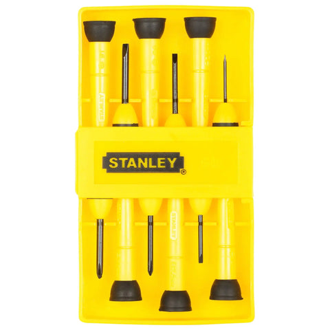 Six Piece Precision Screwdriver Set With Soft Grip Handles In Yellow For Quick Handy Home Repairs Includes Two Phillips And Four Slotted Drivers