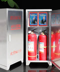 Heavy Duty Outdoor Fire Extinguisher Cabinet With Lock Weatherproof Steel Safety Storage Box And Tempered Glass Display For Commercial Industrial Tough As Nails Gear with open door showing fire extinguishers.