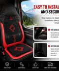 Chill Out Hot Summer Drives With These Wooden Beaded Truck Seat Cushions For Workhorse Electric Delivery Vans 2024+ Heavy Duty Cool Breathable Red Pad in truck interior.