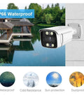 Premium 8Ch Poe Security Camera Nvr Kit Serves True 4K Ultra Hd Footage With Smart Ai Face Recognition waterproof camera mounted outdoors.