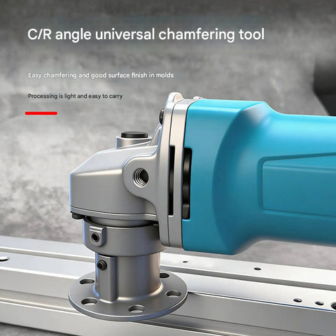 Close-up of Heavy Lift Aluminum Alloy Grinder Chamfer Tool With Ergonomic Grip For Crisp Precision Tapering and Rock Solid Construction to cut through metal.