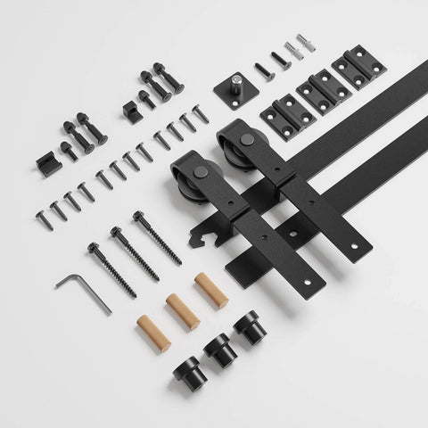 52 Inch Bi Folding Barn Door Hardware Track Kit With Side Mounted Black Rollers For Double 24 Inch Bifold Doors components layout