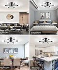 Dope Black Modern Sputnik Ceiling Light Fixture 6 Light Chandelier in dining room, living room, bedroom, and kitchen