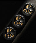 Professional Espresso Coffee Distribution Needle And Grounds Stirrer Tool Knock Back Clumps And Level Bed Density For 51mm 54mm 58mm Portafilters. Three matte black tools with gears.