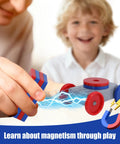 Child learning with 12 In 1 Magnetic Science Kit For Kids Hands On Physics Experiments Learn Magnetism With Fun Magnetic Attraction Repulsion Balance And Motion Cool STEM Toy For Ages 6 7 8 9 10 11 12.