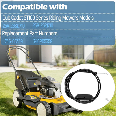 ERS Control Cable Replacement For ST100 Series Lawn Mower 25A 26SD710 25B 262J710 Fits Your Yard Tractor 74605359 746P05359 With Steel Wire Core And Durable Outer Sheath For Smooth Throttle And Drive, black cable