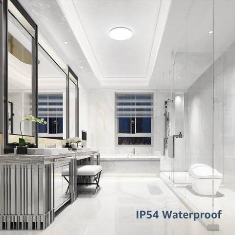 Elegant bathroom with Eight Point Seven Inch LED Ceiling Light Flush Mount Waterproof IP54 1500 LM 15W 5000K Daylight White