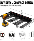 Wall Mounted Drill Storage Rack For Four Drills And Accessories, Keeps Cords Tidy With Side Cable Trunking, Anti Slip Dish Trays