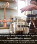Two-Handle Copper Drinking Water Filter Faucet with Dual Lever Hot and Cold Water, kitchen setup with press coffee pot