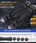 Front Sway Bar Link Stabilizer For 2007 Through 2016 Chevy Silverado 1500 Avalanche Tahoe Suburban GMC Sierra Yukon Cadillac Escalade End Link Replacement Heavy Duty Easy Install, black kit with hardware
