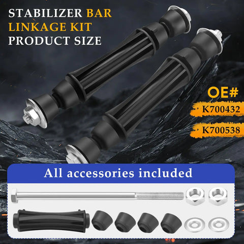 Front Sway Bar Link Stabilizer For 2007 Through 2016 Chevy Silverado 1500 Avalanche Tahoe Suburban GMC Sierra Yukon Cadillac Escalade End Link Replacement Heavy Duty Easy Install, black kit with hardware