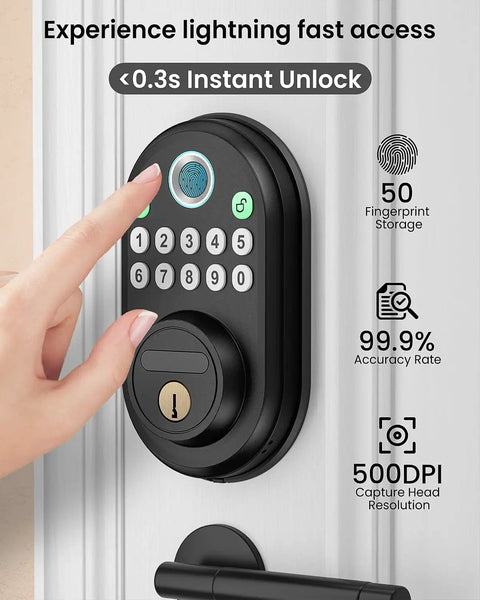 Rapid Response Fingerprint Door Lock For Front Door Keyless Entry Smart Deadbolt With Hella Fast Biometric Scanning And No Sweat Installation Straight Up Solid Home Security