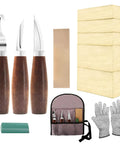 Starter Friendly Wood Whittling Kit For Adults And Beginners With 3 Whittling Knives 8 Basswood Blocks Safe Gloves And Walnut Handle Tools