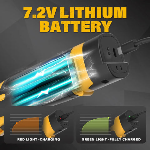 Cordless Hedge Trimmer And Grass Shears 2 In 1 Electric Handheld Shrub Trimmer battery with charging indicator, 7.2V lithium