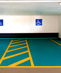 9 Roll Floor Marking Tapes Pack, 2 Inch Wide by 100 Feet Yellow Durable Non Abrasive PVC Safety Tape for Social Distancing highlighted in a parking area