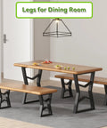 Dining table and benches with Beefy Black Metal Table Legs 28x19.7 Inch for DIY Desks and Benches, Industrial Coffee Tables, Set of 2