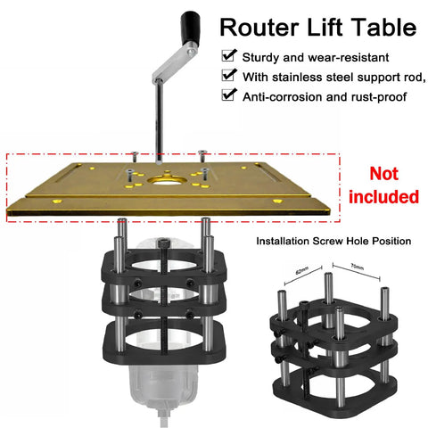 DIY Router Table Base With Four Jaw Clamping Aluminum Alloy Lifting System For 64 To 66mm Motors Stable Router Base For Small Trimming Machines And Mini Gong Machines