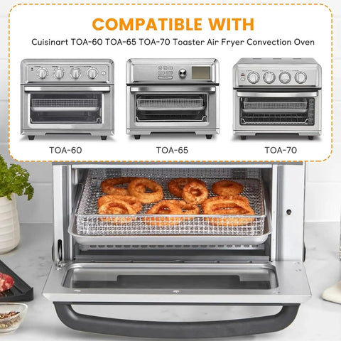 Air Fryer Tray Replacement For TOA-60 TOA-65 TOA-70 Convection Oven with onion rings in basket