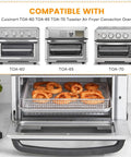 Stainless Steel Mesh Air Fryer Basket Replacement For Convection Toaster Ovens That Fits TOA-60 TOA-65 TOA-70, with food inside.