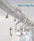 Rust Proof Stainless Steel Shower Curtain Hooks Set Of 12 With Easy Glide Double Rings Brushed Nickel On Rod