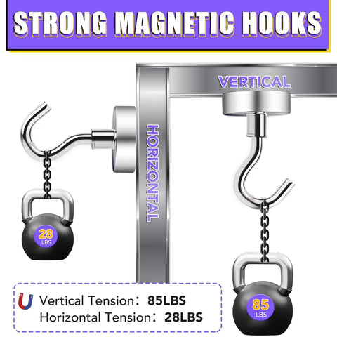 Heavy Duty Magnetic Hooks For Cruise Cabins 85 Pound Pull Steel Surface Mount Organizer Six Pack Silver Hella Strong Wall Magnet Storage Rack Built Tough Portable Travel Gear Total Lifesaver