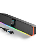 Wired USB Powered Bluetooth Computer Sound Bar With RGB Lighting And Volume Knob HiFi Stereo Bangin Portable Gaming Speaker