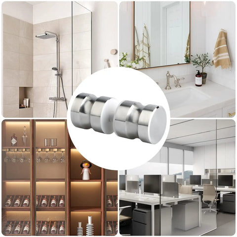 Shower Glass Door Handle For Sliding Doors, Double-Sided Back-To-Back Pull Hardware, Brushed Nickel Finish