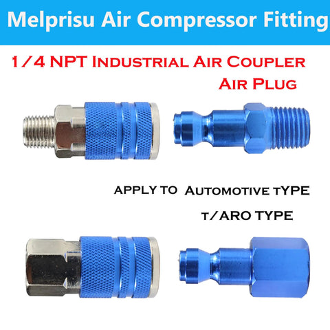 Type C Aluminum Air Fittings Kit For Auto Use 14 Piece Air Plug And Coupler Set With One Quarter Inch Quick Connects