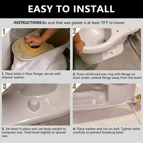 Installation steps for Extra Thick Toilet Wax Ring Kit With Flange And Bolts For Floor Outlet Toilets New Install Or Reseat