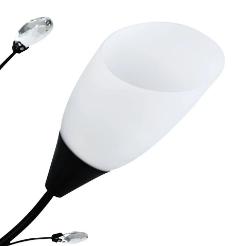 Close-up of a tulip glass globe on the Dope Semi Flush Mount Ceiling Light Fixture With Five Tulip Glass Globes, Modern Black Pendant Ceiling Light For Bedroom Hallway Kitchen And Dining Room, Dimmable And Bulbs Included