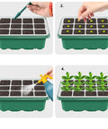 4-step process using 5 Pack 60 Cell Seed Starter Trays With Built In Grow Light Kit Humidity Dome And Base Plug And Grow Indoor Seed Germination Kit