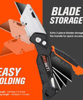 REXBETI 2-Pack SK5 heavy-duty retractable utility knife with blade storage in black/orange handle