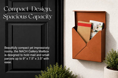 Outdoor Wall Mount Mailbox 10 Inch by 10 Inch by 4 Inch Heavy Duty Rustproof Galvanized Metal Weatherproof Mailbox for House Exterior Waterproof With Wraparound Lid and Triple Leakproof Hinges Chicago Style in use by a front door