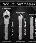 3-Piece Countersink And Deburring Tool Set With 90 Degree Center Punch For Chamfering Metal And Wood Pro Grade 1/4 Inch Hex Shank Drill Bits