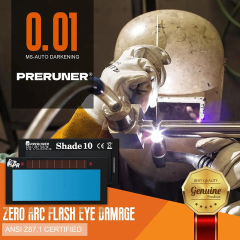 Welder using Auto Darkening Welding Lens Shade 10 HD For Pancake And Sugar Scoop Hoods 2x4 1 Quarter Inch True Color Slim 0.2 Inch