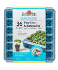 36 Cell Reusable Seed Starter Tray For Easy Indoor Seed Starting Of Vegetables Flowers And Herbs With No Fuss Pop Out Cells Germination Kit For Strong Seedlings And Quick Growth shown in packaging