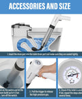 Heavy Duty Electric Toilet Plunger That Cracks Open Stubborn Clogs Fast, High Pressure Air Jet Drain Opener setup guide with accessories.