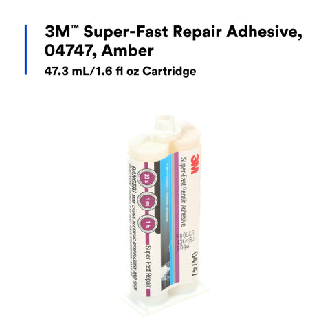 3M Super-Fast Repair Adhesive, 04747, 47.3 mL/1.6 fl oz cartridge, amber translucent tube