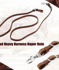 Heavy Harness Leather Western Roper Rein for horses with barrel reins, round trail rein, and stainless steel hardware.