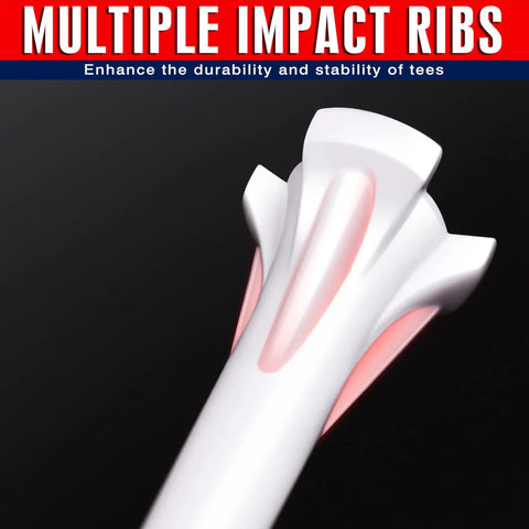 Close-up of Three Prong Plastic Golf Tees 100 Pack Star And Stripe Edition showing durable design and friction-reducing head.