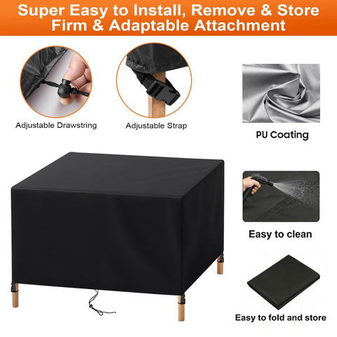 Rectangle Patio Furniture Cover Waterproof All Weather Heavy Duty Oxford Outdoor Table And Chair Cover Black 84x79x26