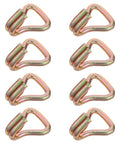 Heavy Duty Steel Ratchet Tie Down Hooks For 25mm Straps, Zinc Plated With Anti Slip Surface, 8 Pack For Truck Cargo Securing