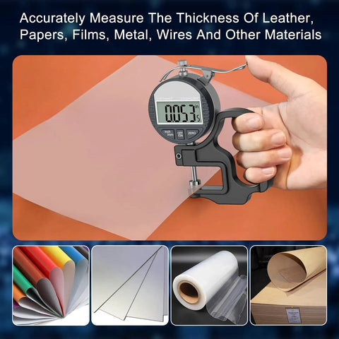 Digital Thickness Gauge 0 To 12.7mm And 0.5In With 0.01mm 0.0005In Resolution, Easy Read LCD, Ultra Precise Thickness Meter For Paper Film Leather And Wire, Great For Printing Press Settings Black measuring paper and film thickness