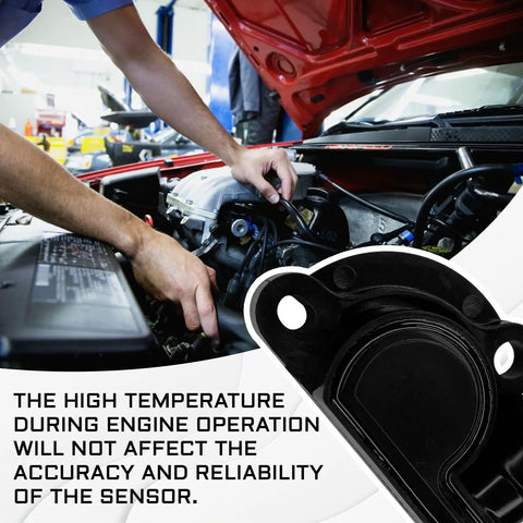 Technician installing Built Tough Throttle Position Sensor TP For Chevy Buick Cadillac with precision in engine compartment.