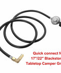 Six Foot Propane Adapter Hose With Regulator To Quick Connect For 17 And 22 Inch Blackstone Tabletop Camper Grills, hose and fittings