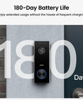 Wireless Doorbell Camera With 2K Video Battery Powered Doorbell Cam 166 Degree Wide View Local Or Cloud Storage 180 Day
